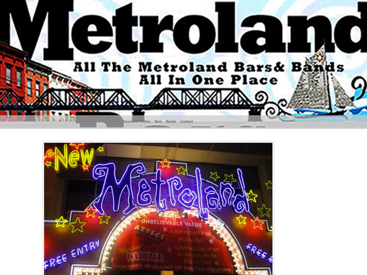 Metroland Bars Website Home Page Screenshot