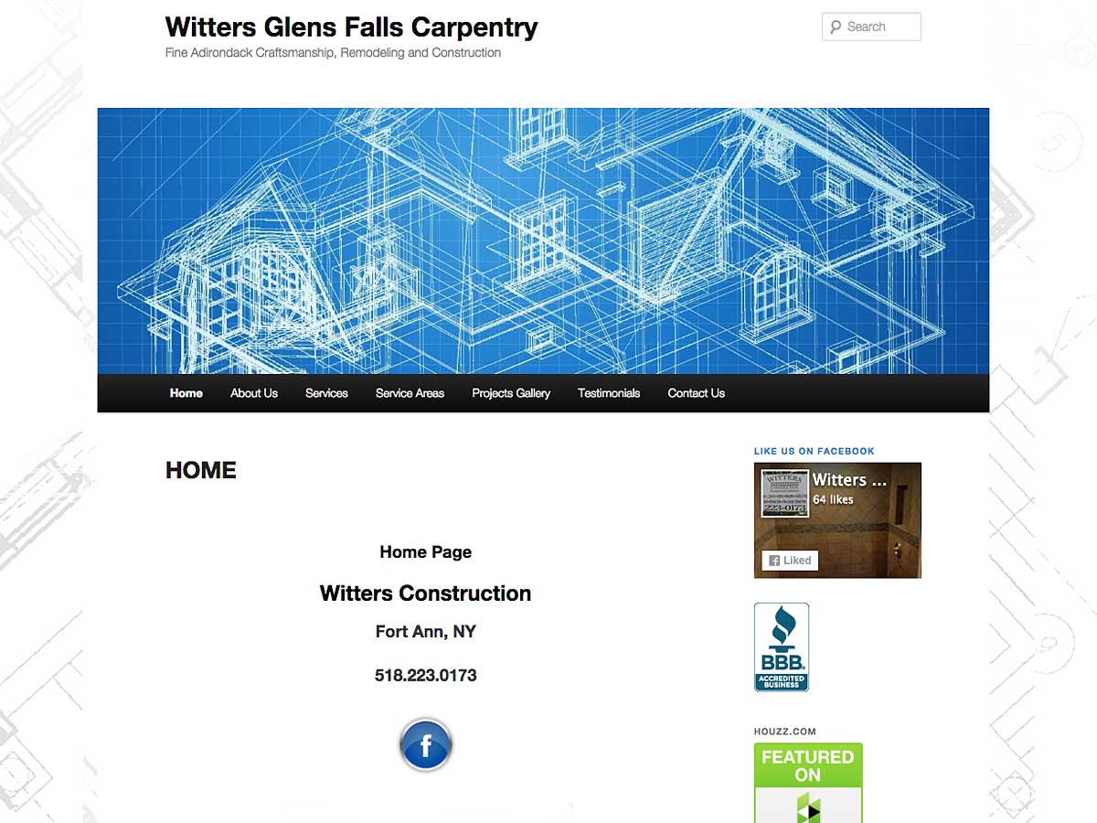 Witters Construction Website Home Page Screenshot